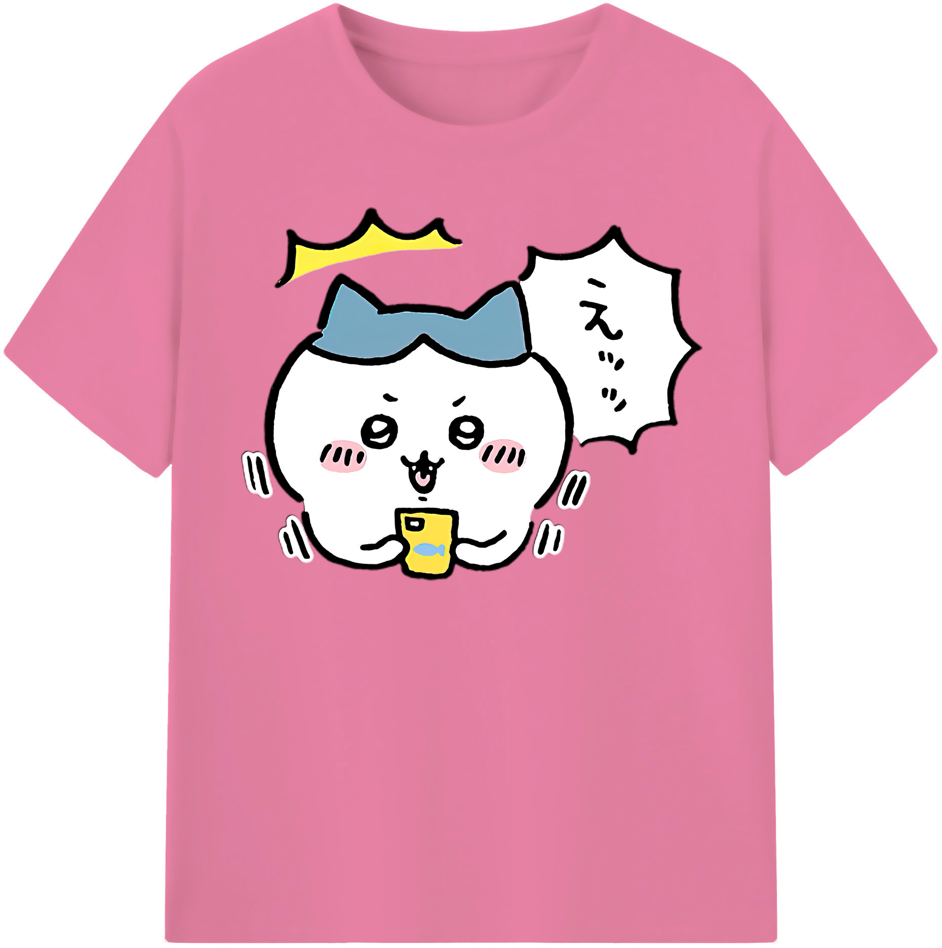 （画像用） ちいかわ ハチワレ Chii-kawa hachiware 綿100％半袖Tシャツ（フロントプリント）